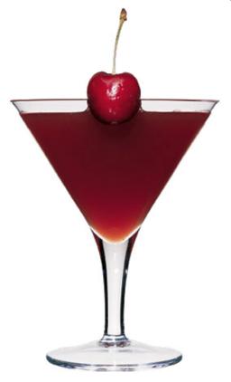 Kirsikkadaiquiri lasissa kirsikan kera
