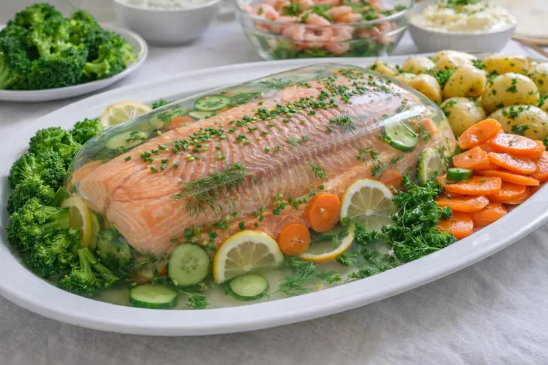 Glaseerattu lohen filee ja vihannekset