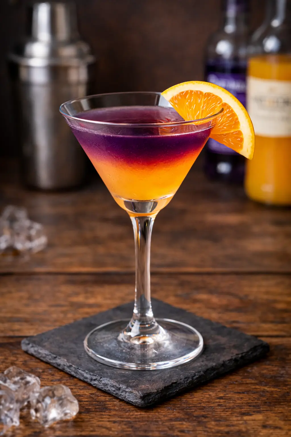 Kasatsbock cocktail cocktaillasissa appelsiinikoristeella