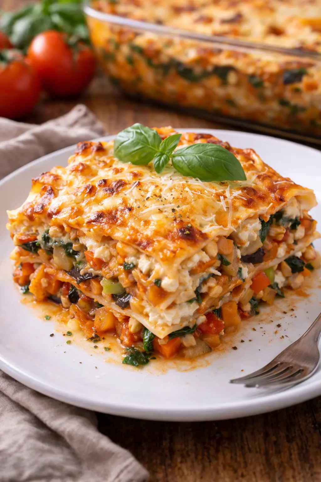 Kasvislasagnea lautasella