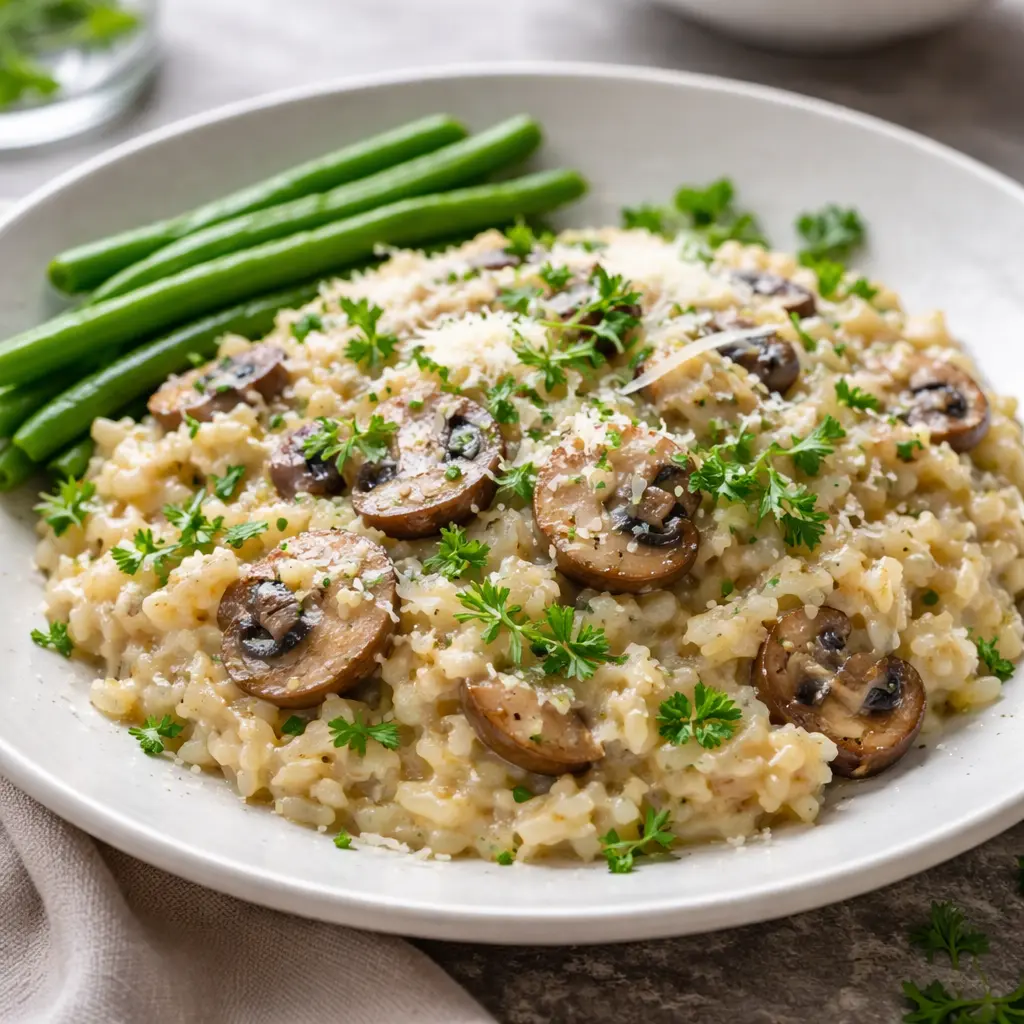 Vegetarisk risotto serverad