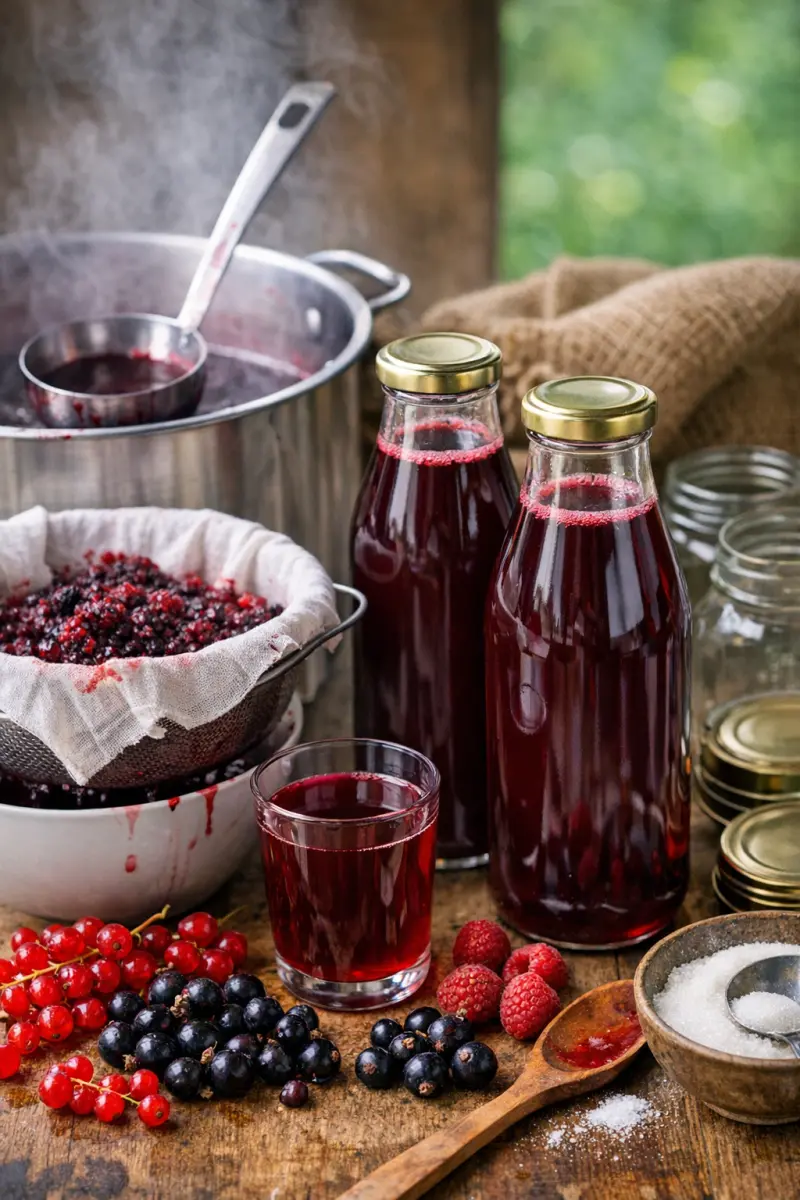 Keitettyä mehua pulloissa