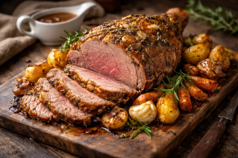 Lampaanpaisti tarjoiluvalmiina