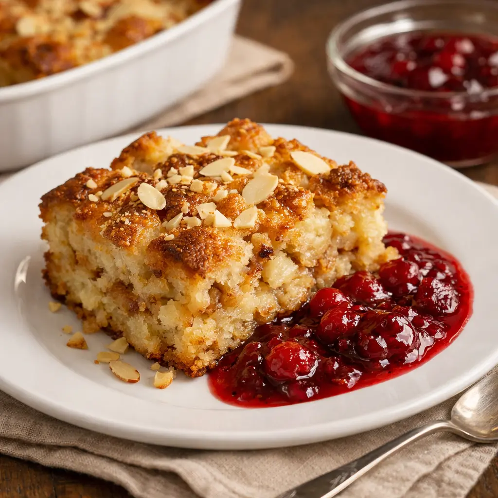 Leipävanukasta lautasella hillon kera