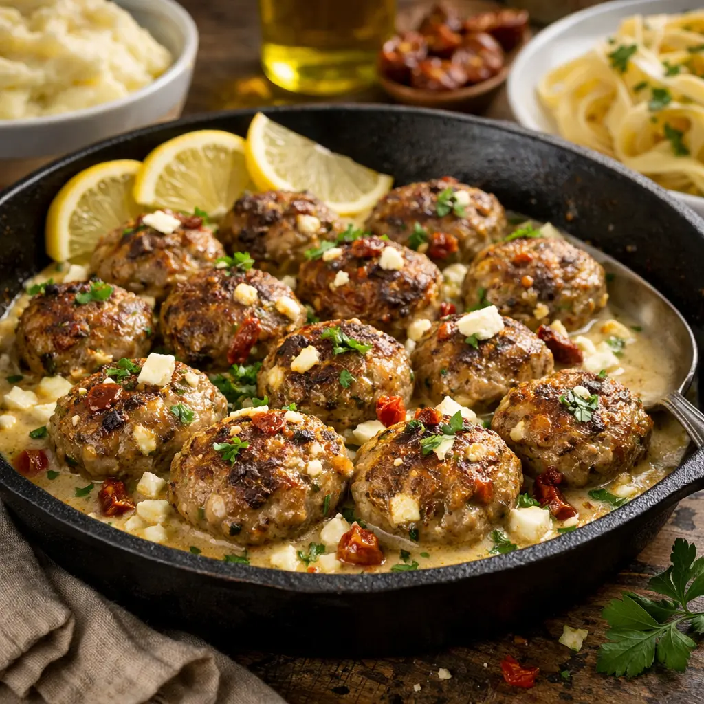 Köttbullar enligt Kokkonsten serverat