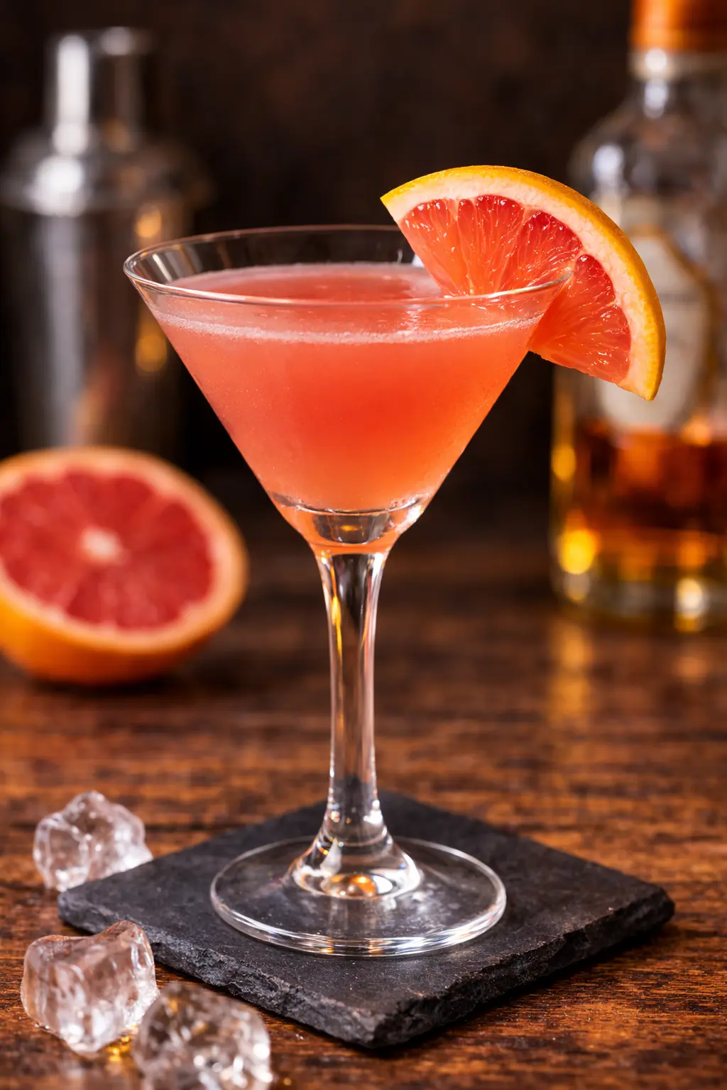 Merry Widow cocktail cocktaillasissa greippikoristeella