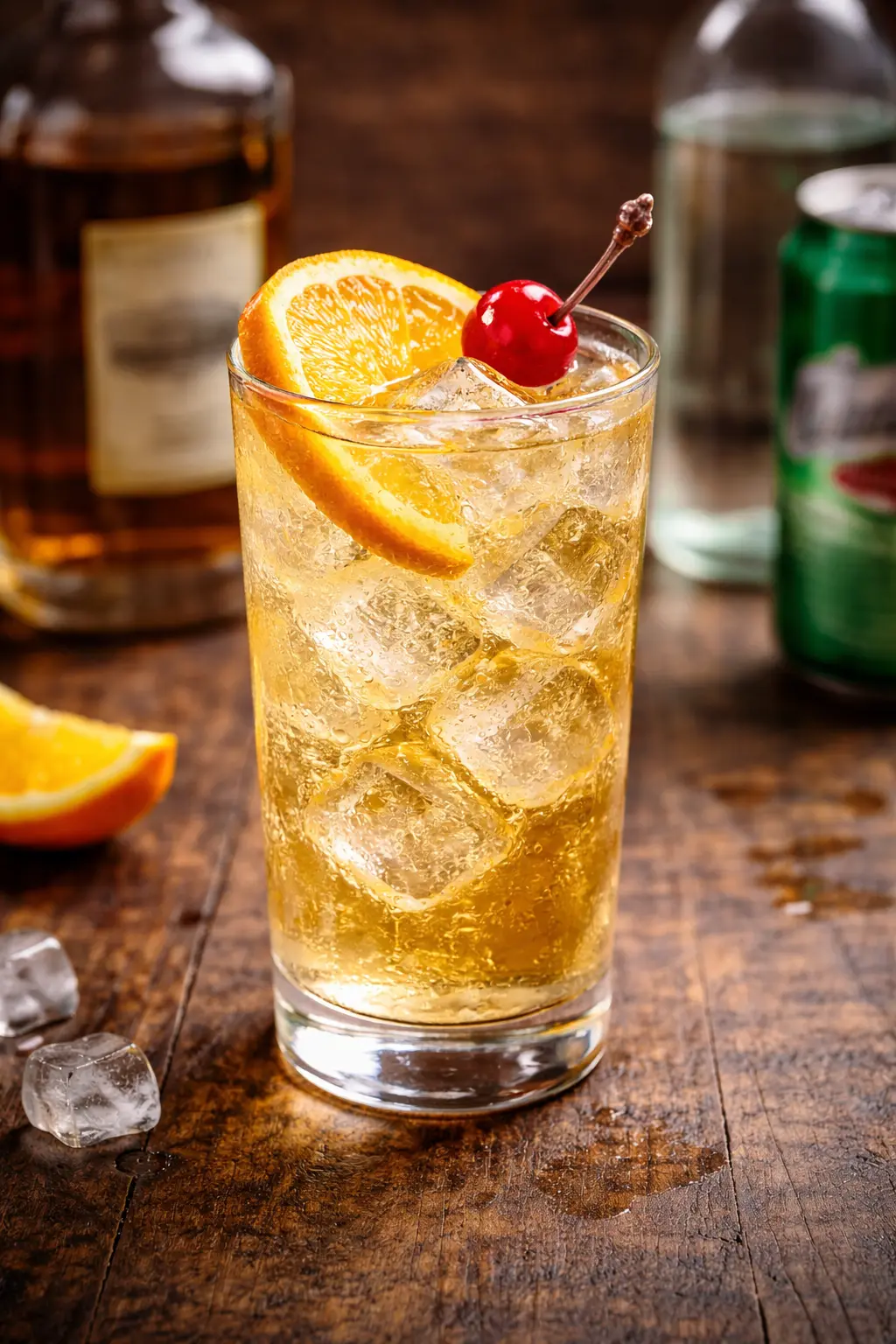 Mesiäinen cocktail viskistä, vodkasta ja ginger alesta