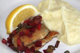 Paistettua punakampelaa lautasella