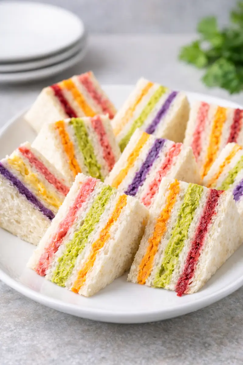 Sateenkaarivoileivät tarjoiluvalmiina